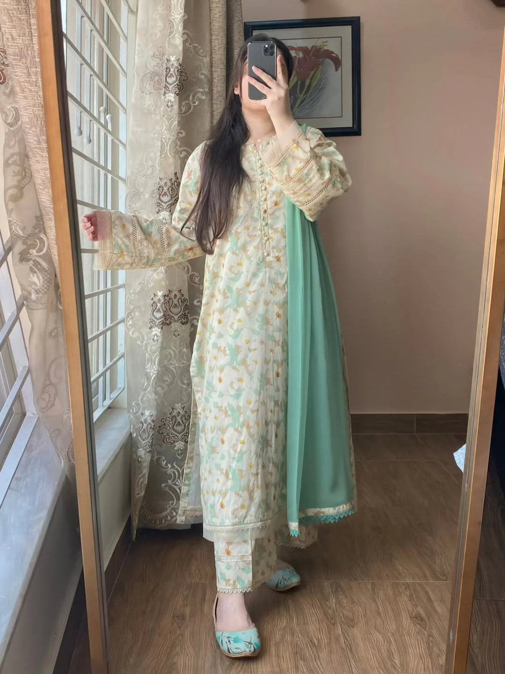 Pastel Printed 3-Piece Suit
