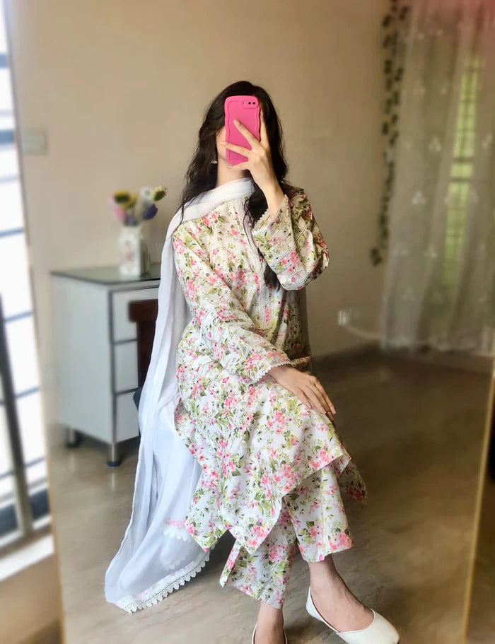 Floral Printed Lawn Suit